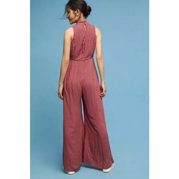 💕MAEVE ANTHRO💕 Farida Mock Neck Jumpsuit ~ Micro-Floral Retro Print 12 NWT - Picture 3 of 15